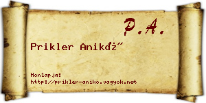 Prikler Anikó névjegykártya